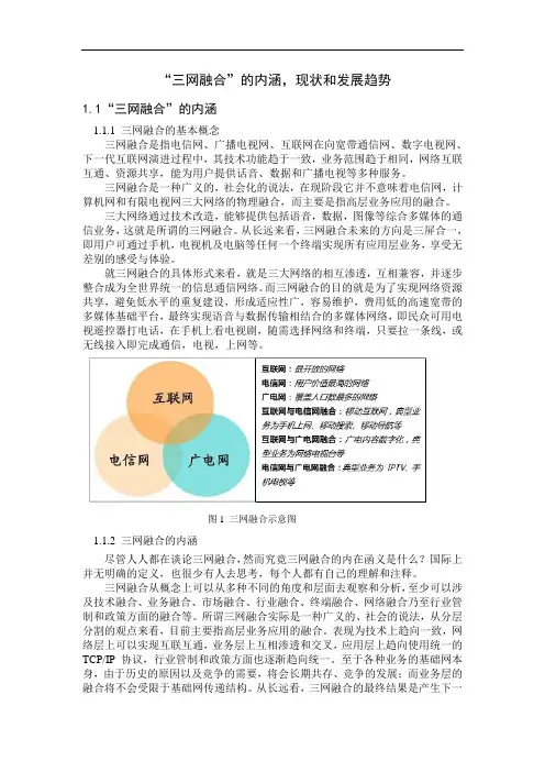 三网融合的内涵,现状,发展趋势,关键技术.