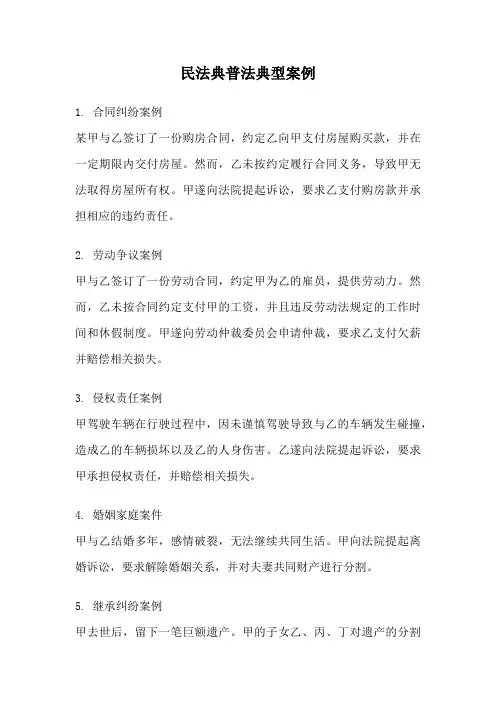 民法典普法典型案例
