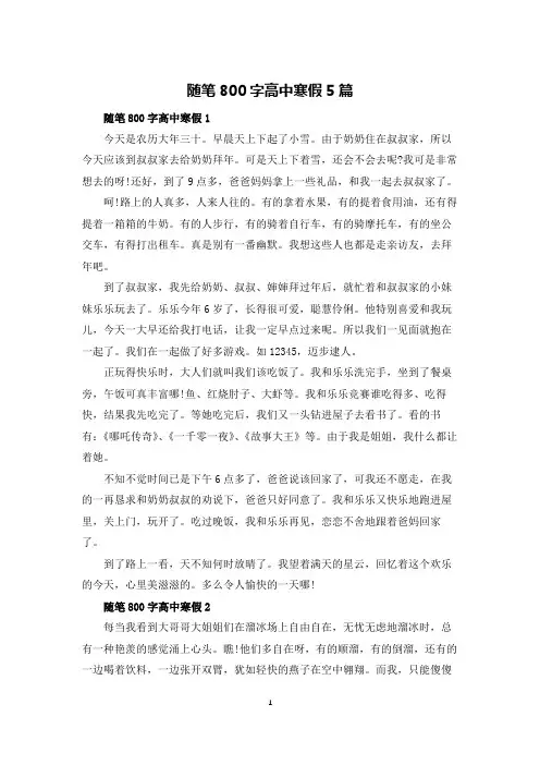 随笔800字高中寒假5篇