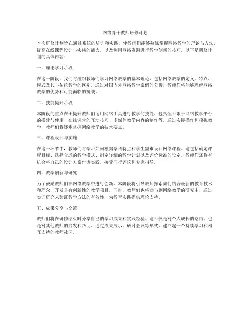 网络骨干教师研修计划