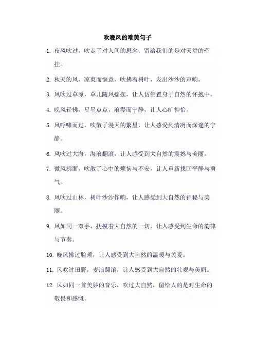 吹晚风的唯美句子