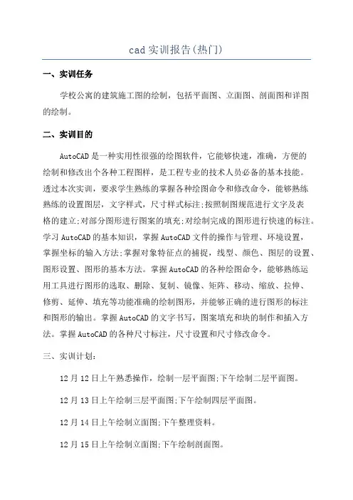 cad实训报告(热门)