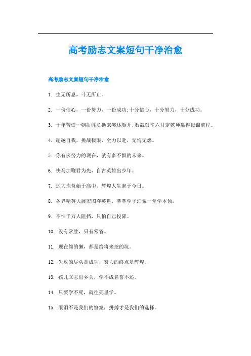 高考励志文案短句干净治愈