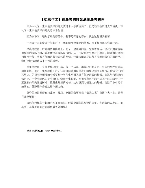 【初三作文】在最美的时光遇见最美的你