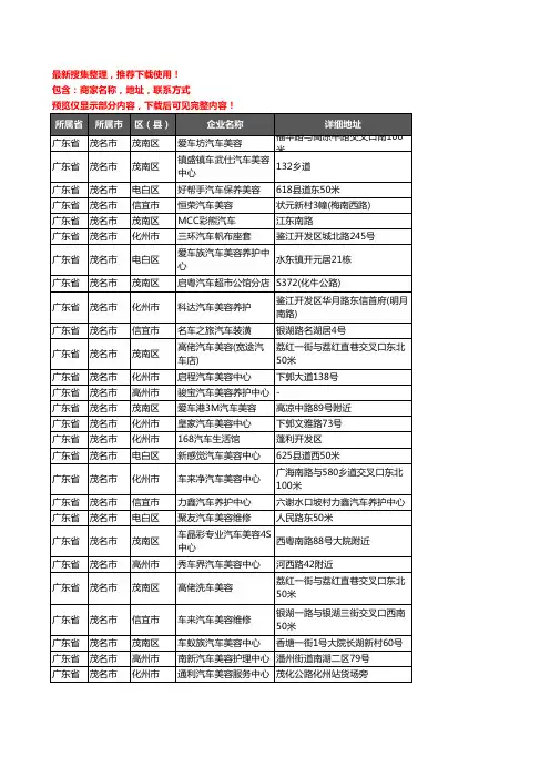 新版广东省茂名市汽车装潢企业公司商家户名录单联系方式地址大全509家