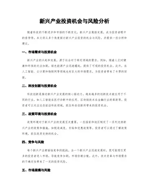 新兴产业投资机会与风险分析