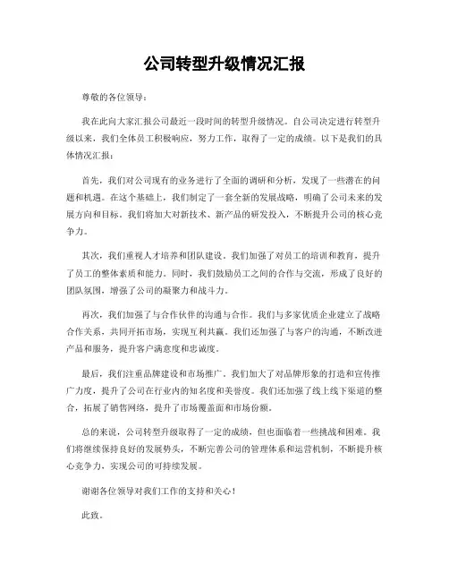公司转型升级情况汇报