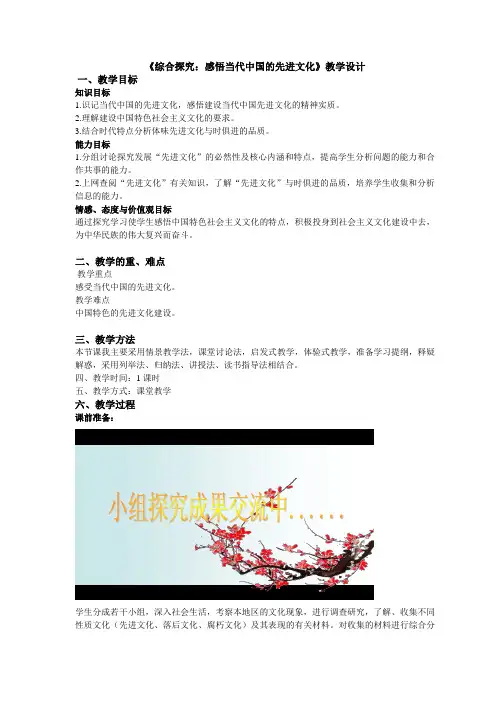 第四单元综合探究(感悟当代中国先进文化)