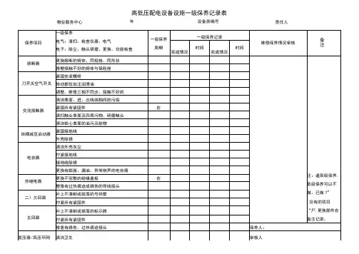 高低压配电设备设施一级保养记录表