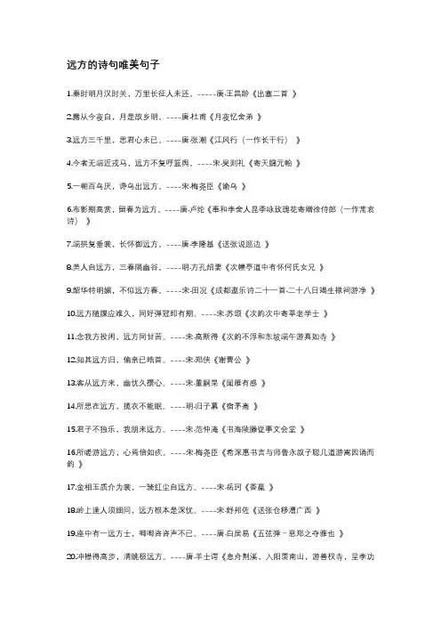 远方的诗句唯美句子