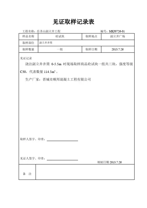 见证取样记录表