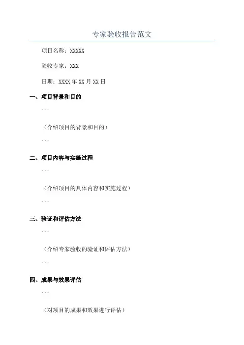 专家验收报告范文