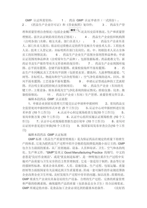 GMP 认证所需资料1