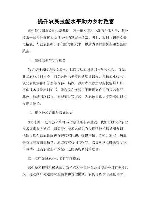 提升农民技能水平助力乡村致富