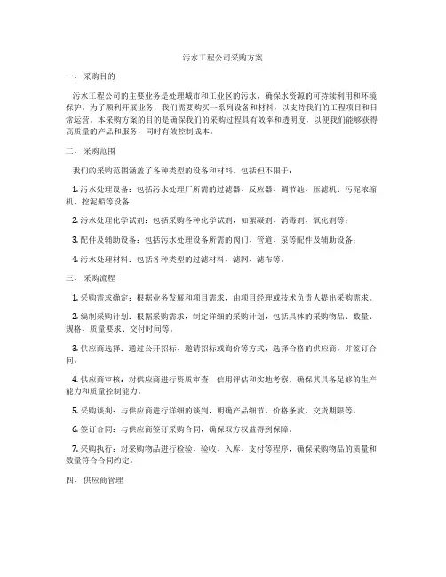 污水工程公司采购方案