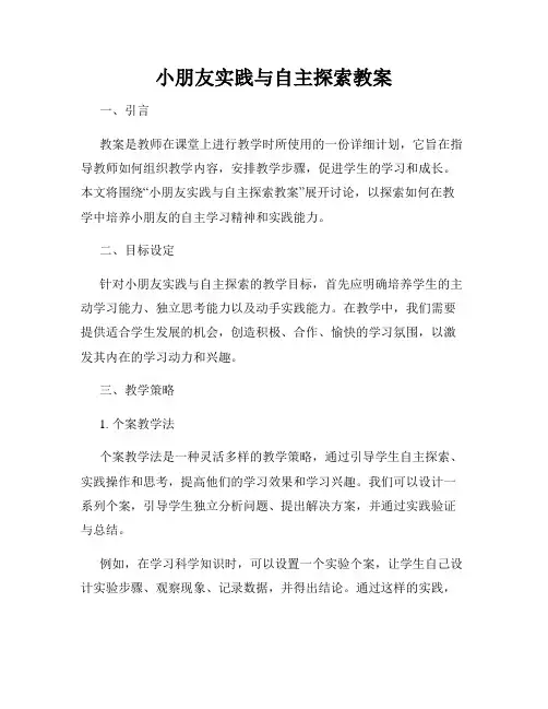 小朋友实践与自主探索教案