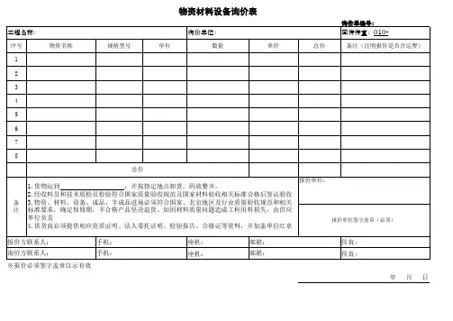 建筑工地用材料询价单EXCEL版本