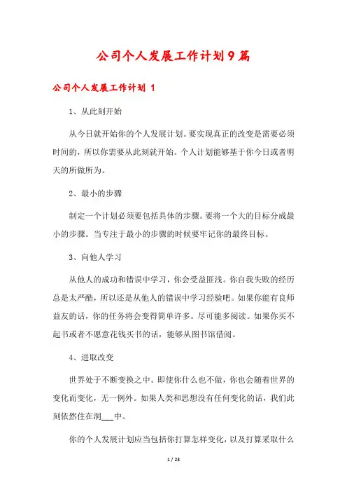 公司个人发展工作计划9篇