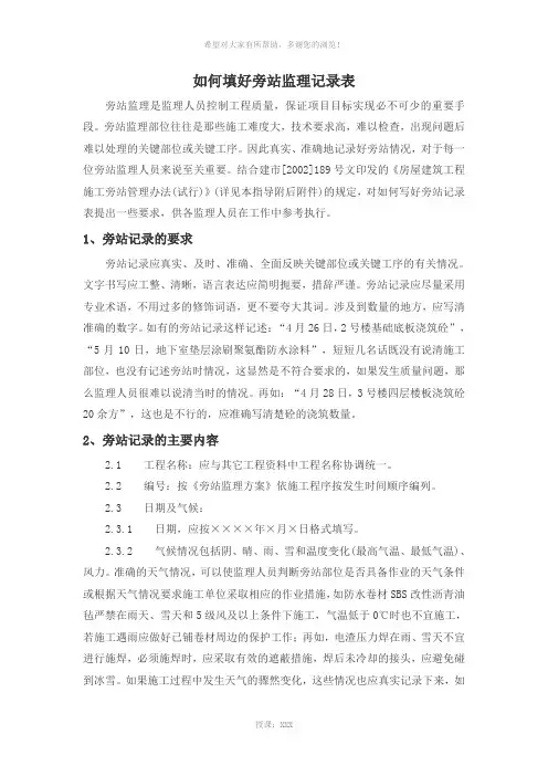 旁站记录-要求