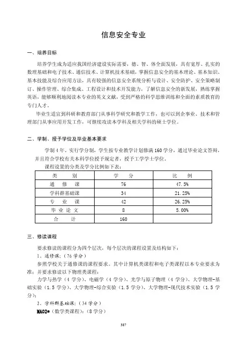 中国科学技术大学本科教育培养方案