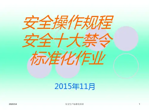 标准化安全作业培训PPT课件