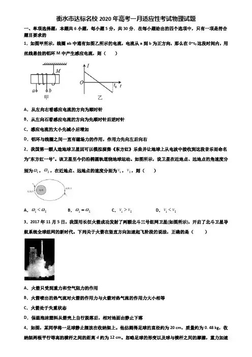 衡水市达标名校2020年高考一月适应性考试物理试题含解析
