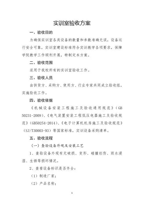 实训室验收方案