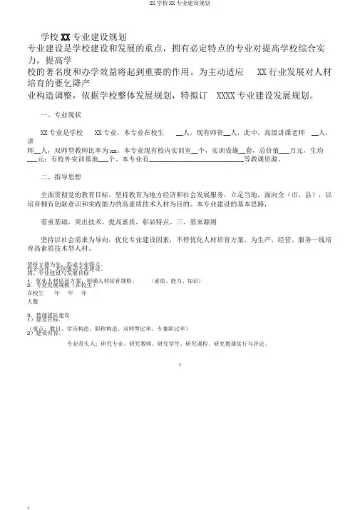 XX学校XX专业建设规划