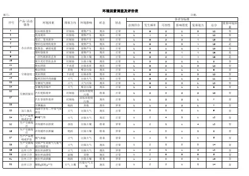 环境因素调查及评价表