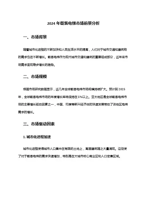 2024年载客电梯市场前景分析