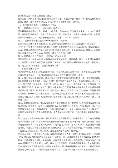 企业如何打造一流团队凝聚员工合力？