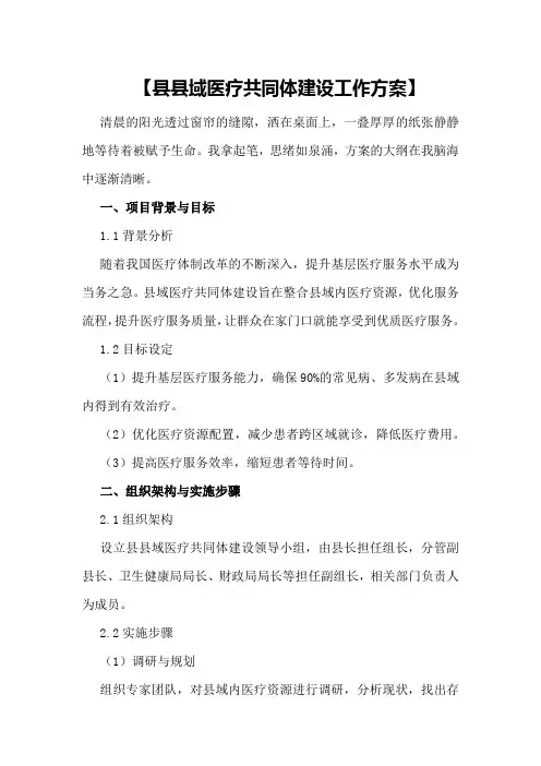 【县县域医疗共同体建设工作方案】