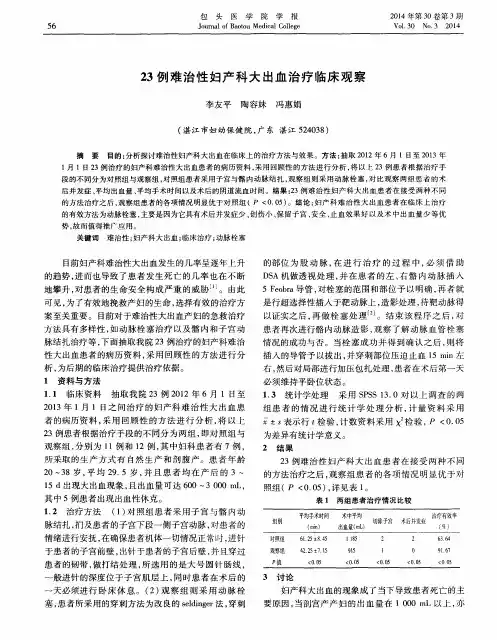 23例难治性妇产科大出血治疗临床观察