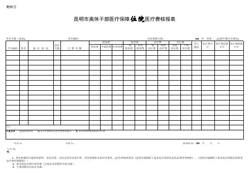 住院医疗费核报表