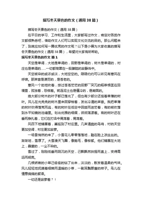 描写冬天景色的作文（通用38篇）
