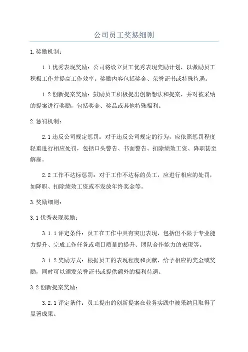 公司员工奖惩细则