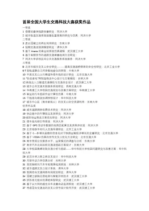 历届全国交通科技大赛获奖名单