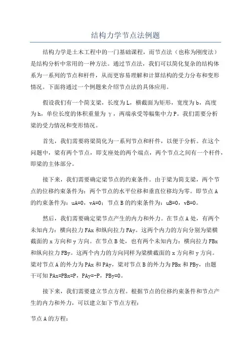 结构力学节点法例题