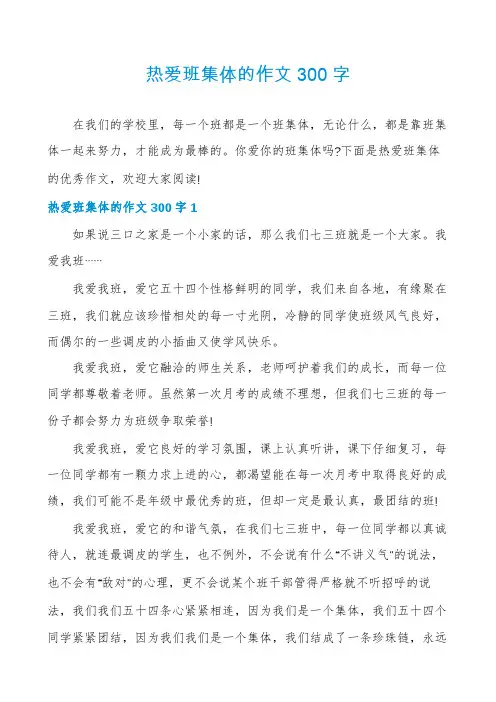 热爱班集体的作文300字