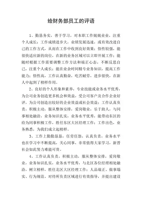 给财务部员工的评语