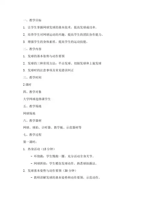 大学网球课教案发球