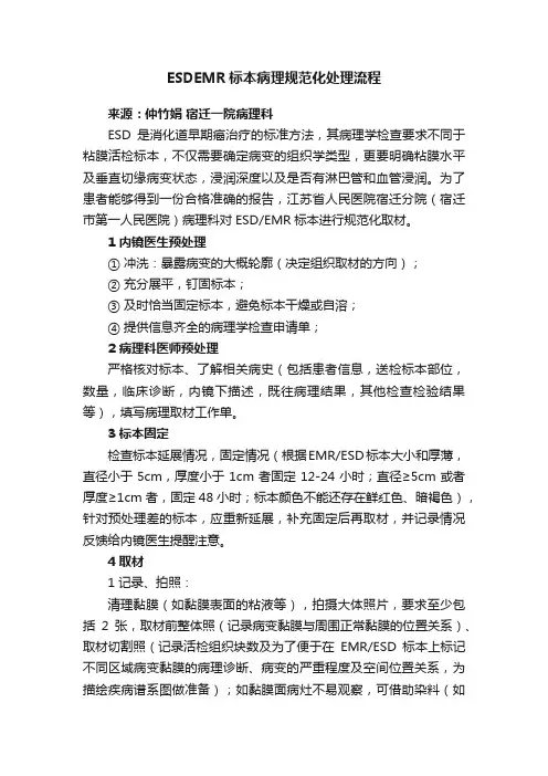 ESDEMR标本病理规范化处理流程