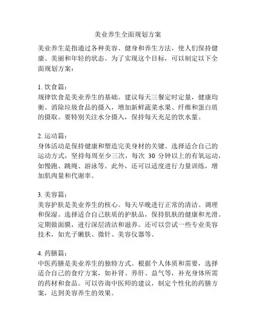 美业养生全面规划方案