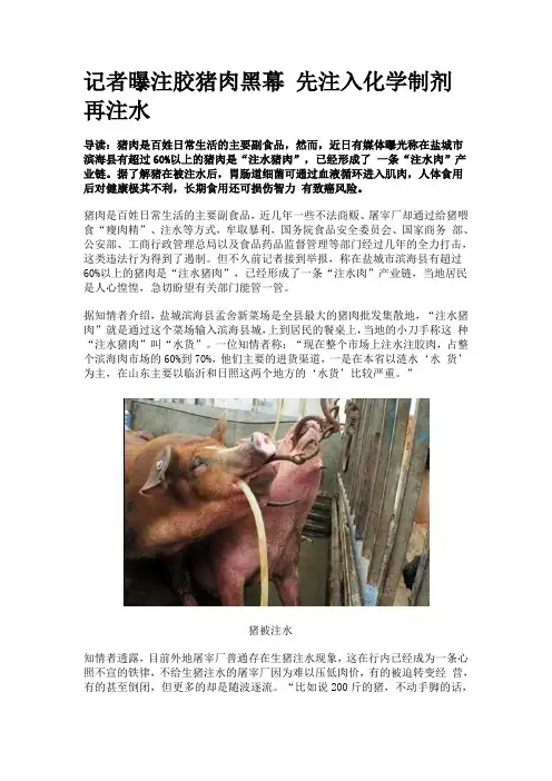 记者曝注胶猪肉黑幕 先注入化学制剂再注水