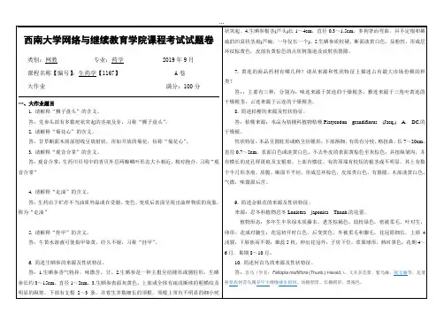 2019年9月西南大学网络教育大作业答案-生药学【1167】.doc