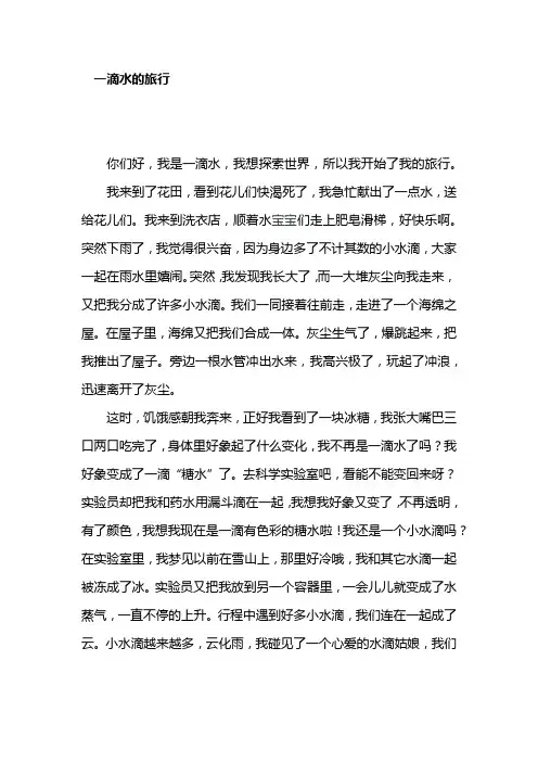 一滴水的旅行1(初中作文)
