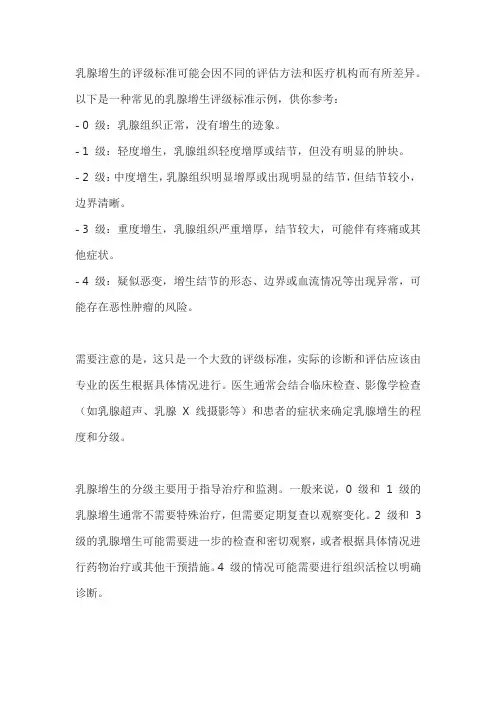乳腺增生评级标准