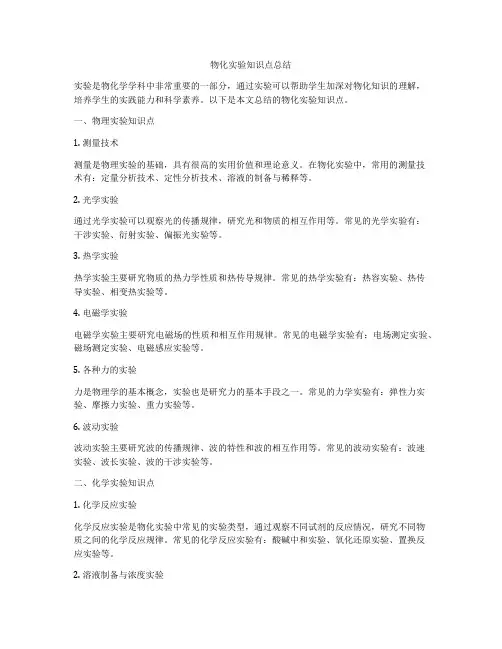 物化实验知识点总结