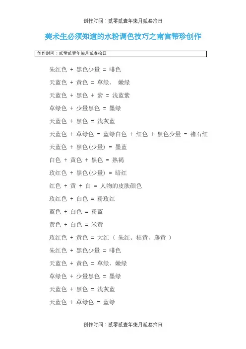美术生必须知道的水粉调色技巧