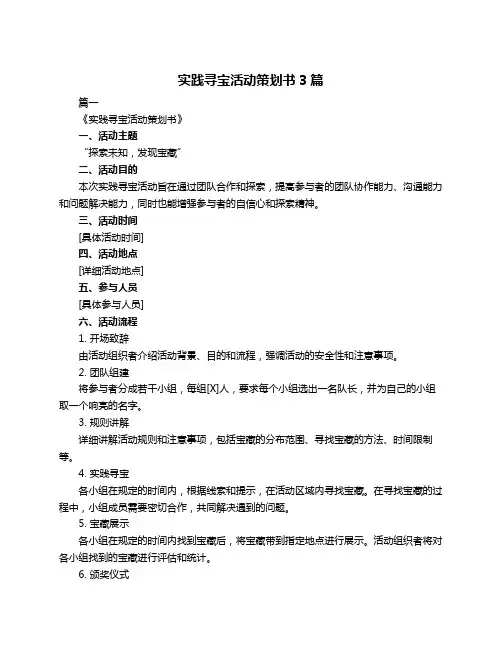 实践寻宝活动策划书3篇